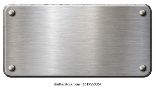 Simple metal plaque or plate isolated with clipping path included