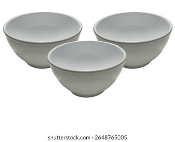 simple and minimalist empty white ceramic bowl, placed on a plain white background
