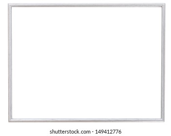 Simple Modern Silver Narrow Picture Frame With Cutout Canvas Isolated On White Background