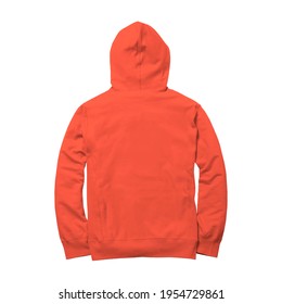 With Simple Multiple Clicks, You May Visualize Your Designs On This Back View Excellent Zip Up Hoodie Mockup In Camellia Orange Color.