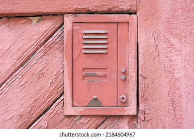 Simple Old Fashioned Retro Vintage Entry Phone With Two Blank Empty Name Plates And Door Bell Buttons, Old Apartment Entrance Concept, Double Condo. Old Buildings, Residential Area, Front View