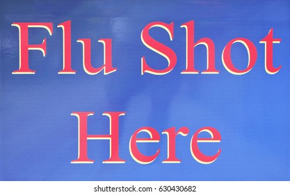 Simple Red On Blue FLU SHOT HERE Sign.