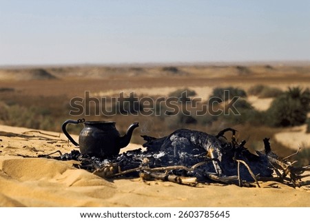 a simple setup for making tea in desert life.
