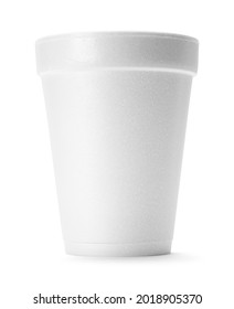 Simple Styrofoam Cup Side View Cut Out On White.