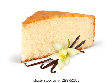 Simple Vanilla Cake with vanilla flower and beans