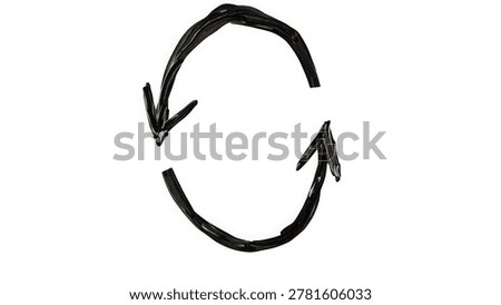 Simple vector illustration of two circular arrows forming a loop with opposing directional arrows inside.