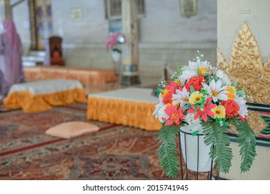 Simple Wedding Ceremony Decoration In The Courtyard Of The Mosque.