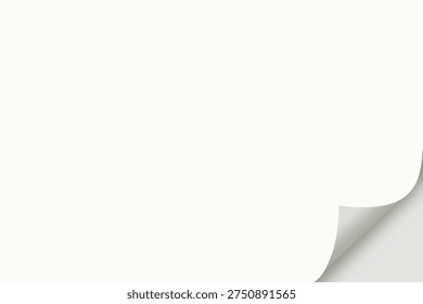 Simple white background featuring bottom right page corner turned up, creating clean visual with ample copy space
