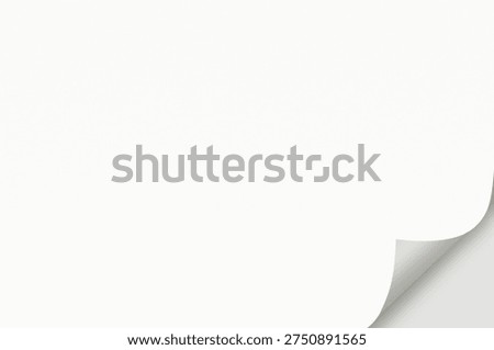 Simple white background featuring bottom right page corner turned up, creating clean visual with ample copy space