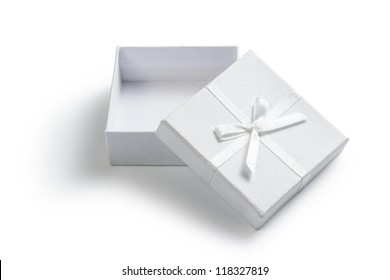 Simple White Open Gift Box Isolated On White