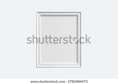 Simple white rectangular picture frame with a blank space for image or text on a textured background, interior design