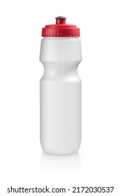 Simple White Squeeze Bottle With Red Cap, Isolated On White