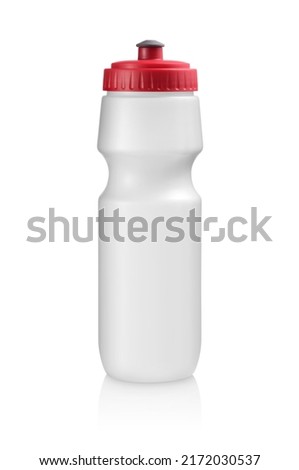 Simple white squeeze bottle with red cap, isolated on white