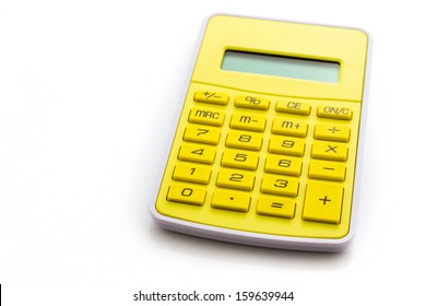 Simple Yellow Calculator On White Background Stock Photo 159639944 ...