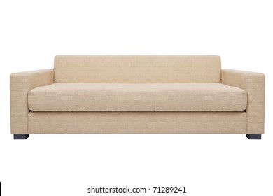 Simply Modern Beige Couch  Isolated White