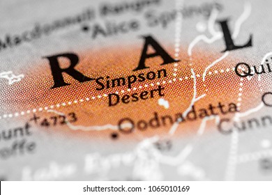 Simpson Desert, Australia On A Map.