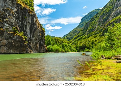 Simpson river National Reserve, a national reserve of southern Chile's Aysen Region with waterfalls, rushing rivers, wooded mountains and verdant forests located along Simpson River. - Powered by Shutterstock