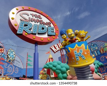 The Simpsons Ride At Universal Studios In Hollywood, CA March, 2019