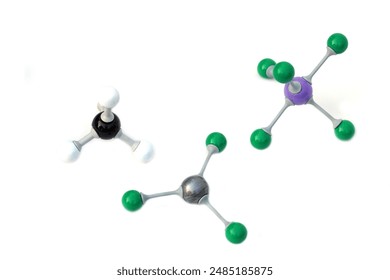 Simulate Shape of covalent molecules on white background. Soft and selective focus.                               