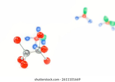 Simulate Shape of covalent molecules on white background. Soft and selective focus.                                   