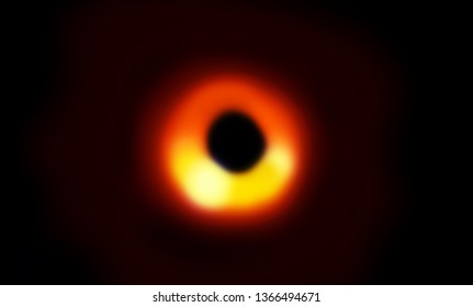 simulatin of a big black hole in the dark space without light in the middle  - Shutterstock ID 1366494671