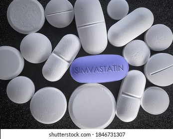 Simvastatin Blue Pill Lipid Lowering Medication Used To Decrease Elevated Lipid Levels And Risk Of Heart Problems