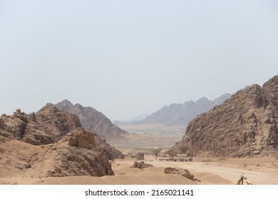 Sinai Peninsula or Sinai. Dahab, Sinai Peninsula, Egypt, Mountains in the Sinai desert