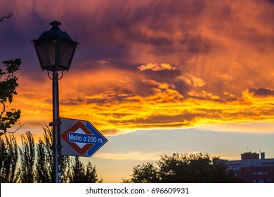 Sing Of Metro Madrid Sunset