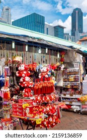 Singapore - 02 15 2016: Souvenir Stall In Chinatown