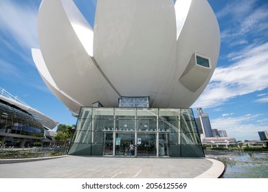 Singapore- 11 Oct, 2021: ArtScience Museum is one of the attractions at Marina Bay Sands, an integrated resort in Singapore.