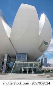 Singapore- 11 Oct, 2021: ArtScience Museum at Marina Bay Sands in the Downtown Core of the Central Area in Singapore