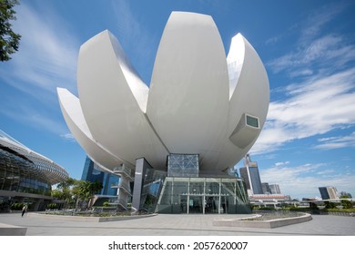 Singapore- 11 Oct, 2021: ArtScience Museum is one of the attractions at Marina Bay Sands, an integrated resort in Singapore.