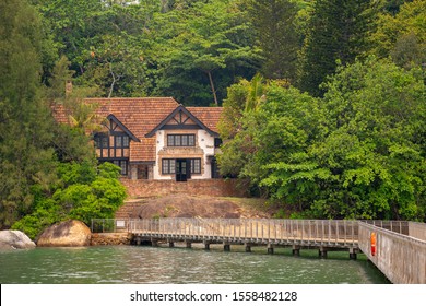 Singapore, Singapore, 12/13/19: Heritage House No.1 In Pulau Ubin Near Check Jawa. Built In 1930s In Tudor-style