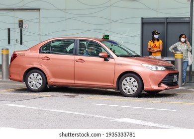 SINGAPORE - 14 MAR 2021. Prime Taxi Is One Of The 7 Taxi Operators, But It Is A Small Firm With Around 700 Taxis And 2 Per Cent Of The Market Share.