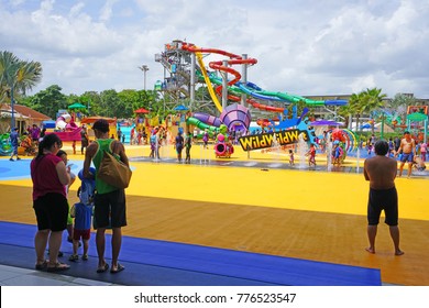 SINGAPORE -15 DEC 2017- View Of The Wild Wild Wet, The Largest Water Park In Singapore, Located In Downtown East In Pasir Ris.