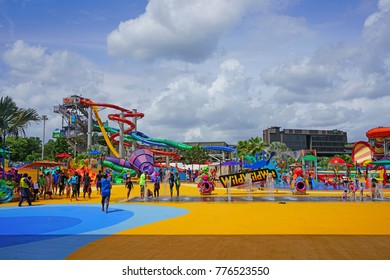 SINGAPORE -15 DEC 2017- View Of The Wild Wild Wet, The Largest Water Park In Singapore, Located In Downtown East In Pasir Ris.