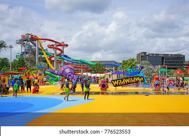 SINGAPORE -15 DEC 2017- View Of The Wild Wild Wet, The Largest Water Park In Singapore, Located In Downtown East In Pasir Ris.