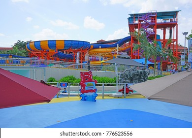 SINGAPORE -15 DEC 2017- View Of The Wild Wild Wet, The Largest Water Park In Singapore, Located In Downtown East In Pasir Ris.