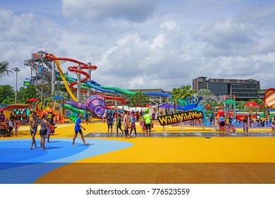 SINGAPORE -15 DEC 2017- View Of The Wild Wild Wet, The Largest Water Park In Singapore, Located In Downtown East In Pasir Ris.