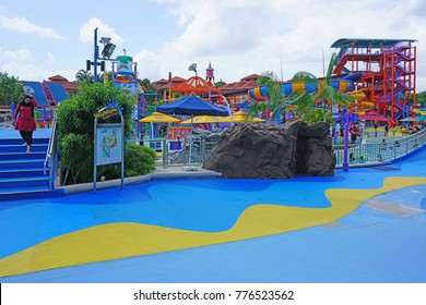 SINGAPORE -15 DEC 2017- View Of The Wild Wild Wet, The Largest Water Park In Singapore, Located In Downtown East In Pasir Ris.