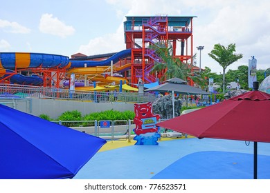 SINGAPORE -15 DEC 2017- View Of The Wild Wild Wet, The Largest Water Park In Singapore, Located In Downtown East In Pasir Ris.