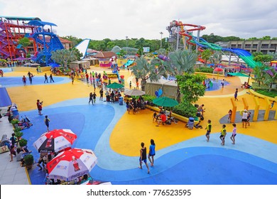 SINGAPORE -15 DEC 2017- View Of The Wild Wild Wet, The Largest Water Park In Singapore, Located In Downtown East In Pasir Ris.