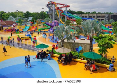 SINGAPORE -15 DEC 2017- View Of The Wild Wild Wet, The Largest Water Park In Singapore, Located In Downtown East In Pasir Ris.