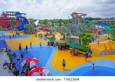 SINGAPORE -15 DEC 2017- View Of The Wild Wild Wet, The Largest Water Park In Singapore, Located In Downtown East In Pasir Ris.