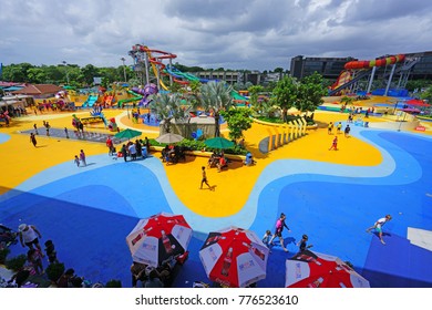 SINGAPORE -15 DEC 2017- View Of The Wild Wild Wet, The Largest Water Park In Singapore, Located In Downtown East In Pasir Ris.