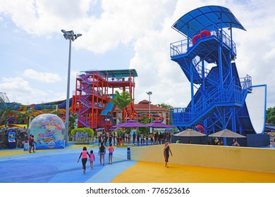 SINGAPORE -15 DEC 2017- View Of The Wild Wild Wet, The Largest Water Park In Singapore, Located In Downtown East In Pasir Ris.