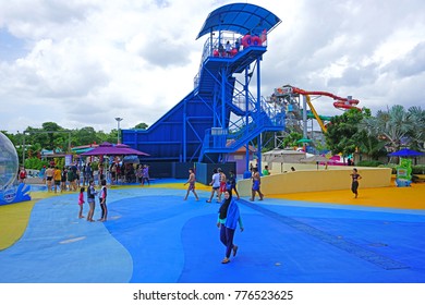 SINGAPORE -15 DEC 2017- View Of The Wild Wild Wet, The Largest Water Park In Singapore, Located In Downtown East In Pasir Ris.