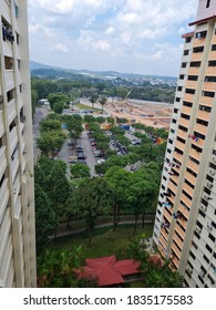 Singapore, 15 Oct 2020: A Carpark View From The Apartment Building Across It.