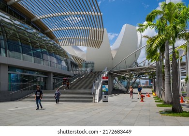 SINGAPORE - 19 FEBRUARY, 2020: ArtScience Museum is a museum within the integrated resort of Marina Bay Sands in the Downtown Core of the Central Area in Singapore