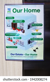 SINGAPORE - 24 MAR 2021. A Bishan Town Council Advisory In A Lift To Educate  Owners To Be A Good Neighbour And To Keep Their Home And Estate Clean.  